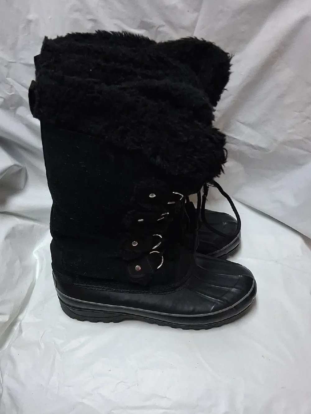 Khombu Black Faux Fur Winter Boots - Women's Cold-Weather Boot Sz 8